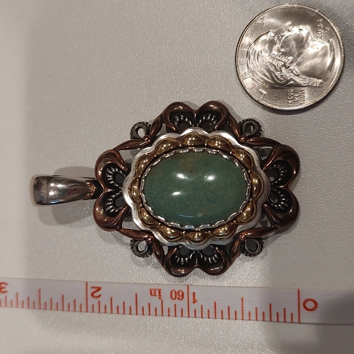 Carolyn Pollack Relios Sterling Silver, Copper And Green Turquoise Pendant